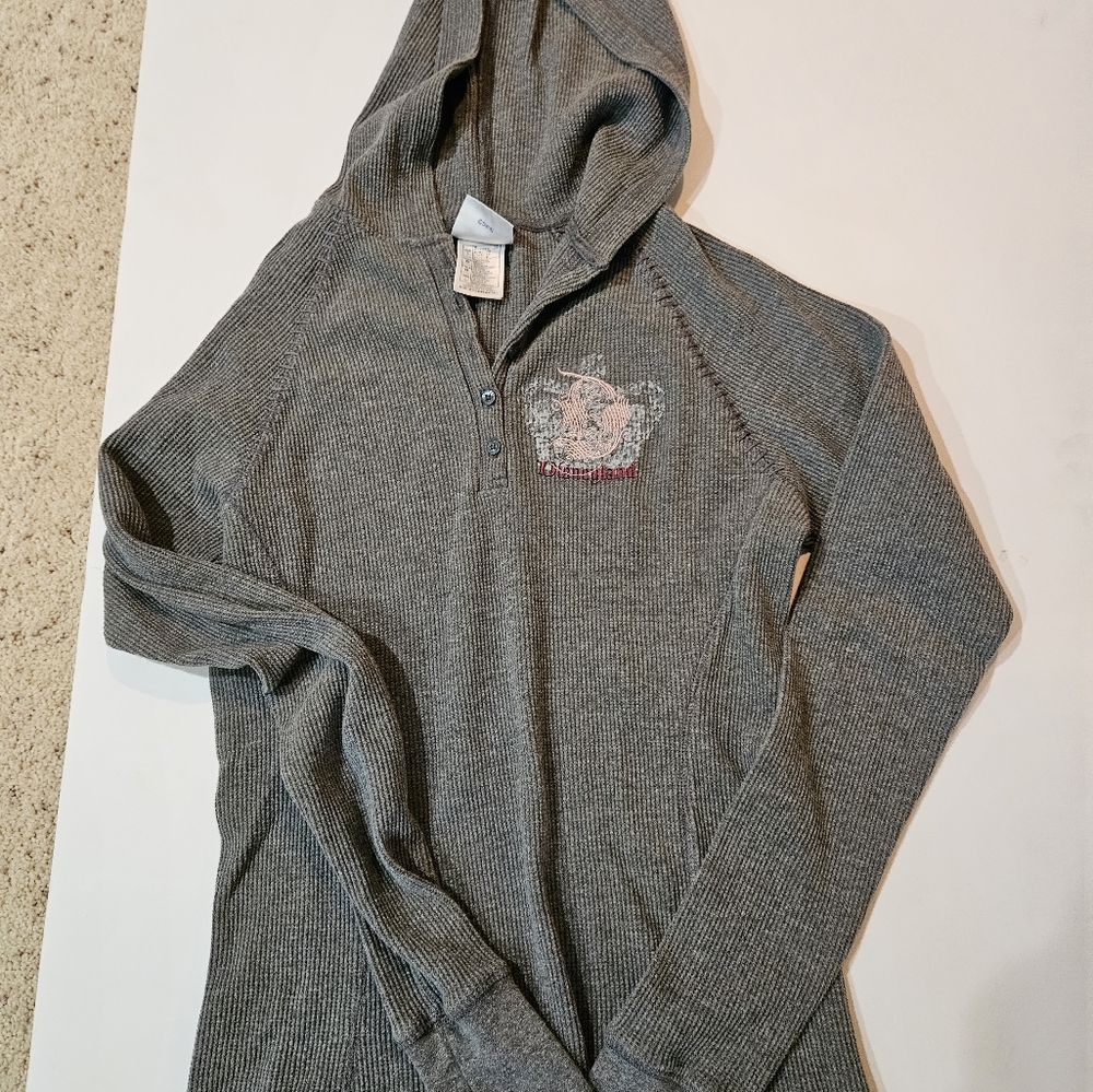 GRAY WAFFLE HOODIE  LIGHTWEIGHT  DISNEY LAND   SZ L